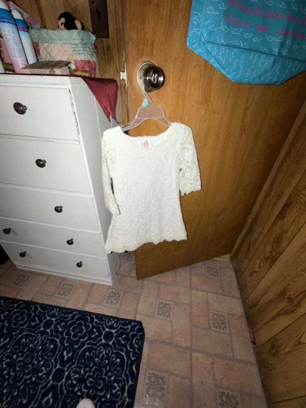Omislg White Lace 3/4 Sleeve Dress